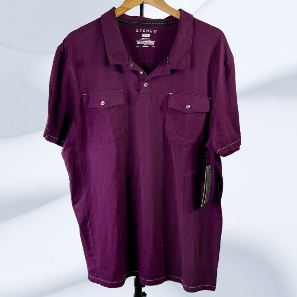 DECREE Flex Mens California‎ Wine 2 pocket Pointed Collar 3 Button Polo Size XXL
